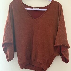 New York & Company Deep Red V-Neck Sweater